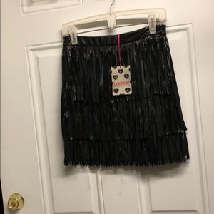 Leather fringe skirt
